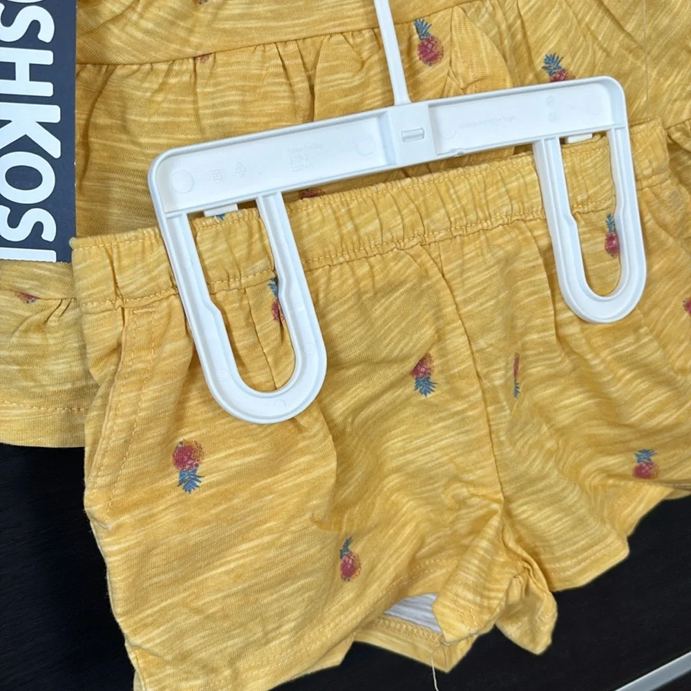 OshKosh B'Gosh Baby Girl's Yellow Pineapple Ruffle Top & Bottom Matching…
